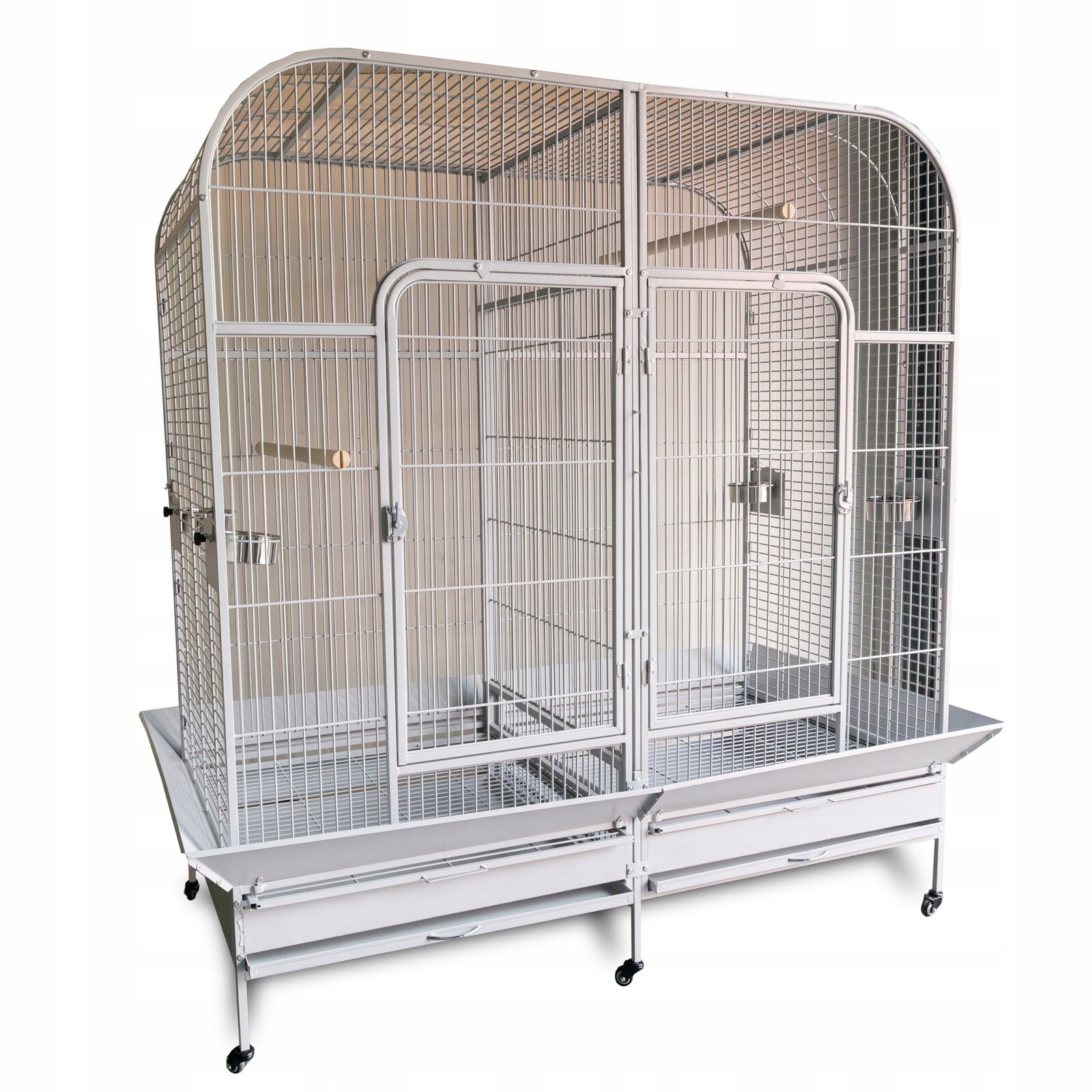 Voliéra pro ptáky, stříbrná, na kolečkách, rozměr 178.8 x 98 x 180 cm