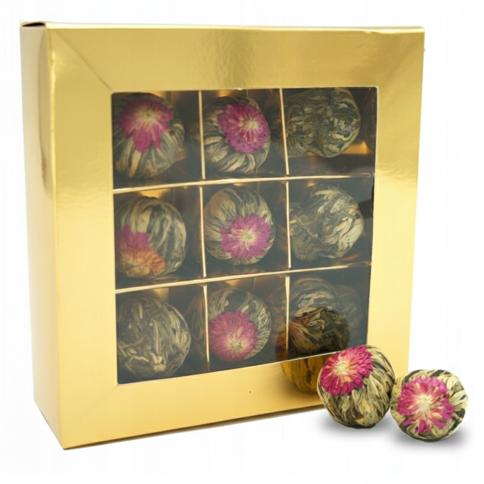 Sada 9 kusů čajů v bonboniéře, dárek k Vánocům nebo narozeninám.