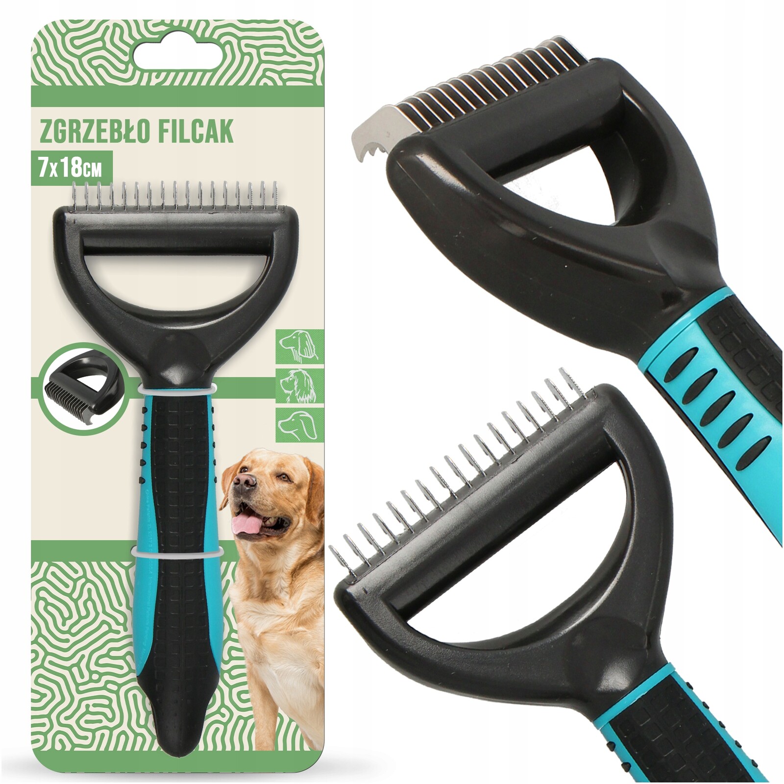 Kartáč Psa 18 cm Hákový zastřihovač Filcak Česání Odstraňování Chlupů Hřeben T2