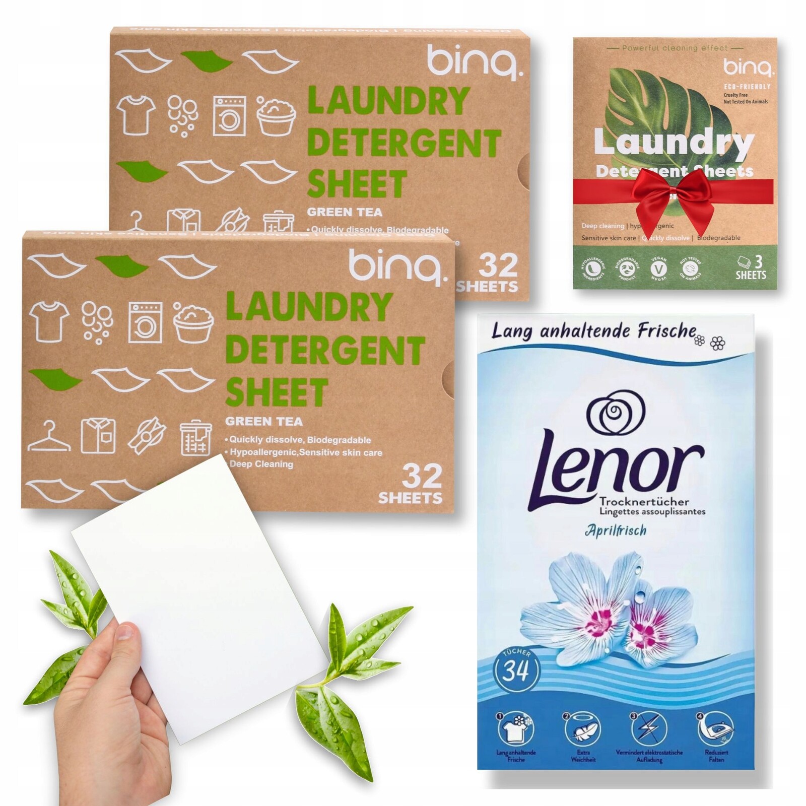 Prací lístky Eko Univerzální 64+3 ks Binq+ 34 Lenor