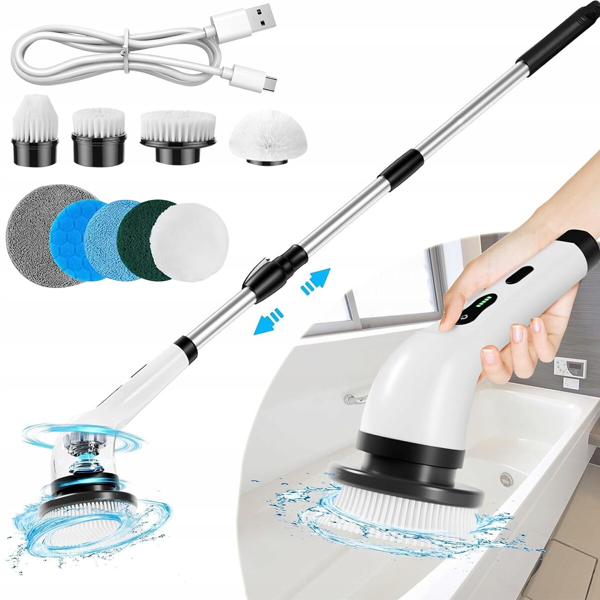 Kartáč Na Čištění Elektrického Rotačního Mopu S Nastavitelnou Délkou 9V1