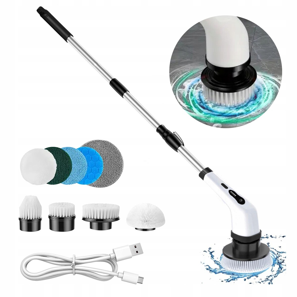 Elektrický Rotační Kartáč Na Čištění A Drhnutí 9v1 Usb