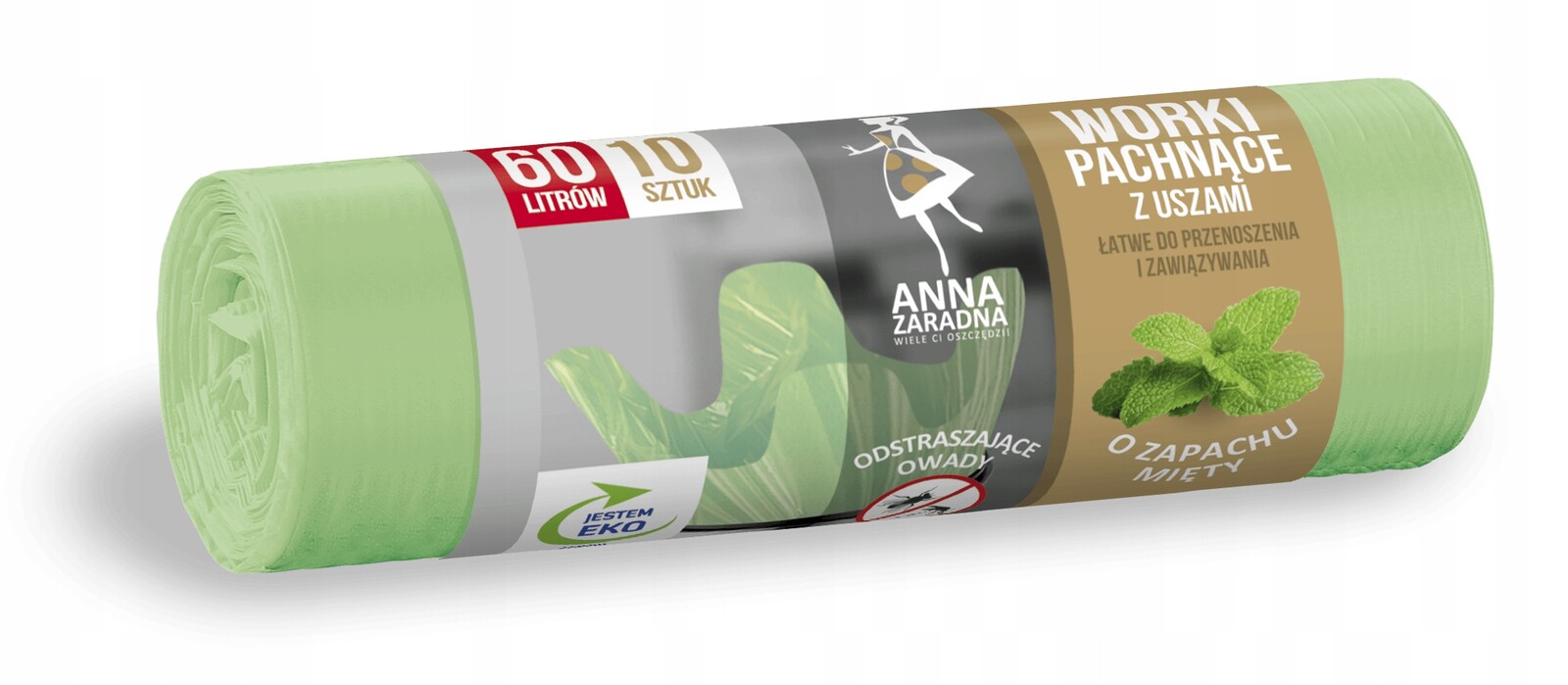 13X Anna Zaradna Pytle na odpadky s ušima mátová vůně 60L 10 ks