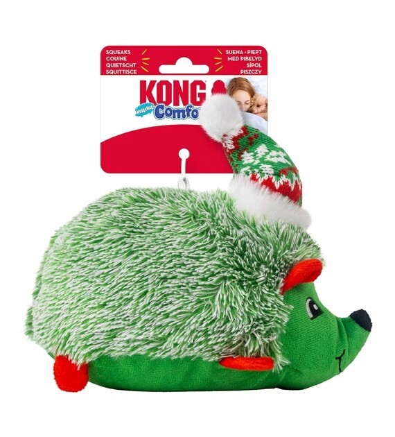 Kong Holiday Comf Hedgehug MD H25D113 Vánoční plyšový ježek pro psy, střední velikost