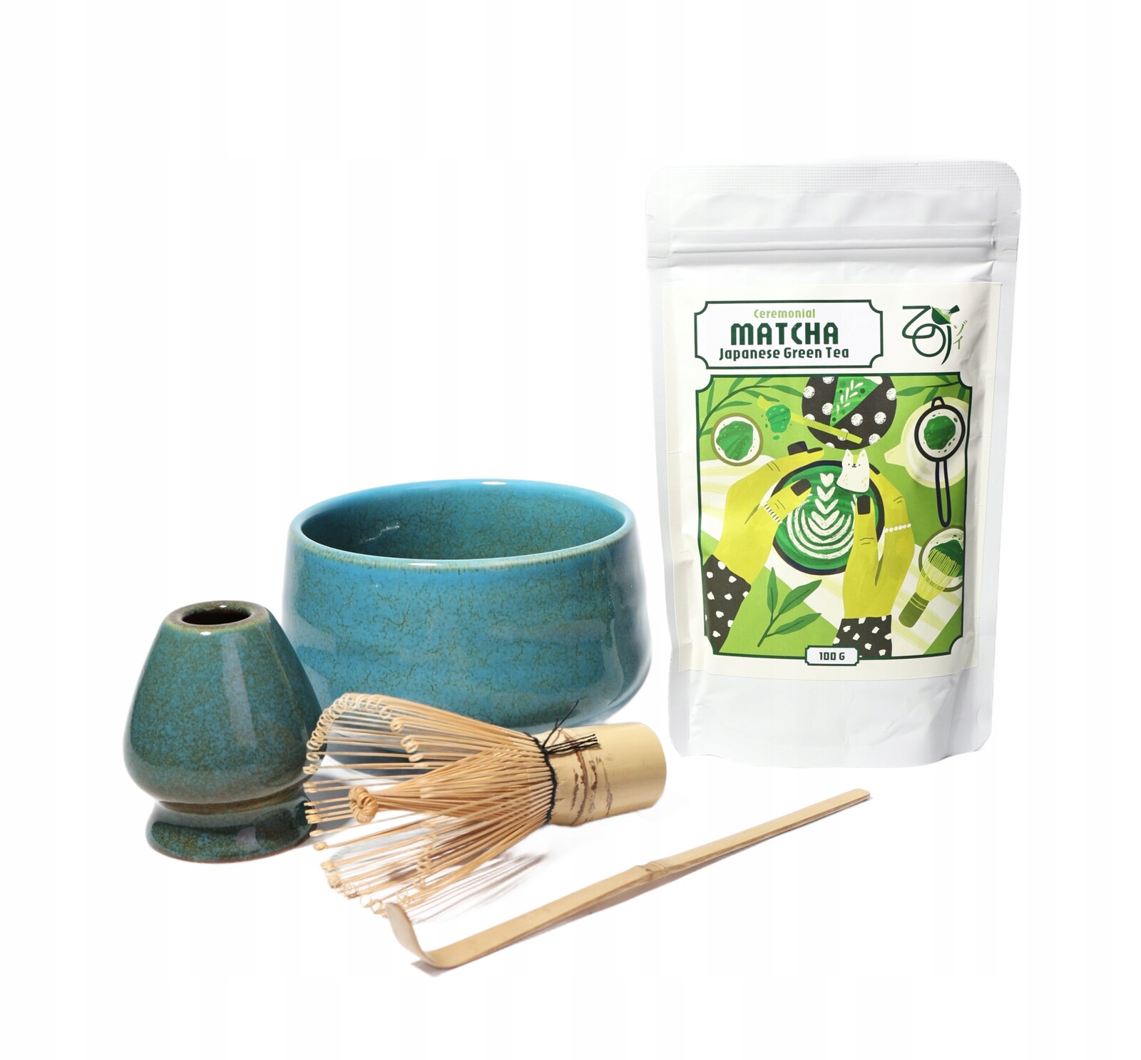 Zen Tradiční sada z keramiky Matcha Ceremoniální Zoi 50g Dárková sada