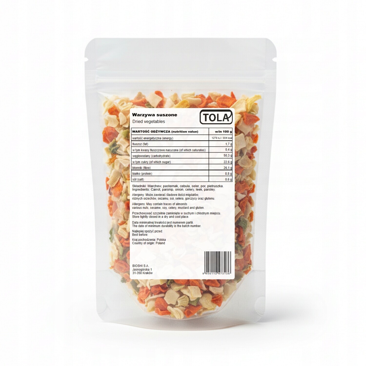 Sušená zelenina 25 kg – přírodní a aromatická, vysoká kvalita Tola