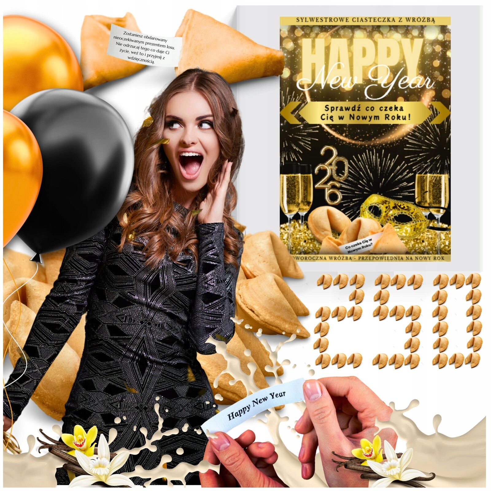 Silvestrovské sušenky s věštbou Novoroční Nový rok Proroctví 250 ks