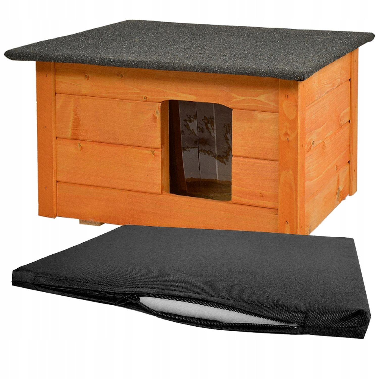Zateplená bouda pro malého psa a kočku, dřevěná pelíšek, nepromokavá