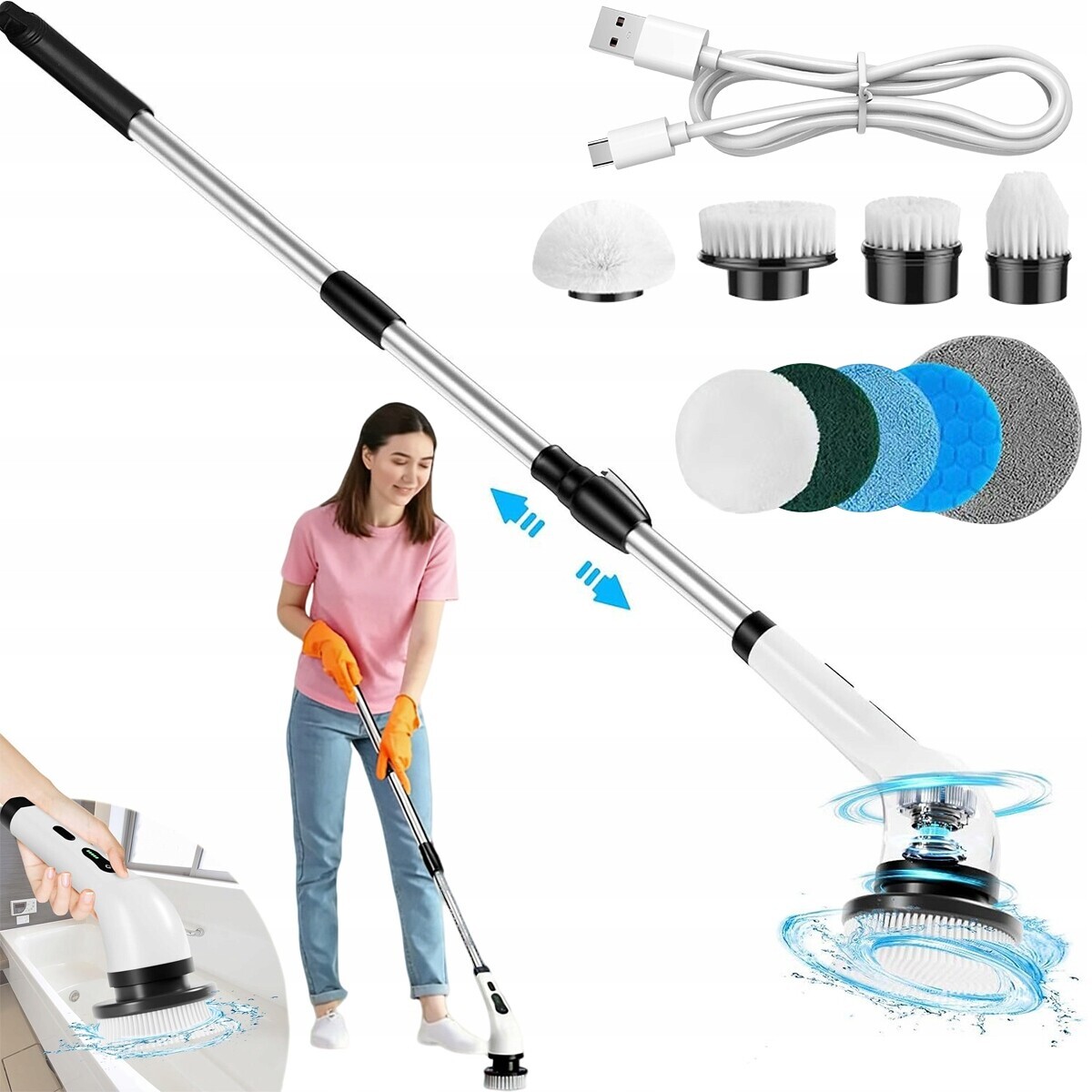 Elektrický Rotační Kartáč Pro Čištění, Bezdrátový Mop Příslušenství