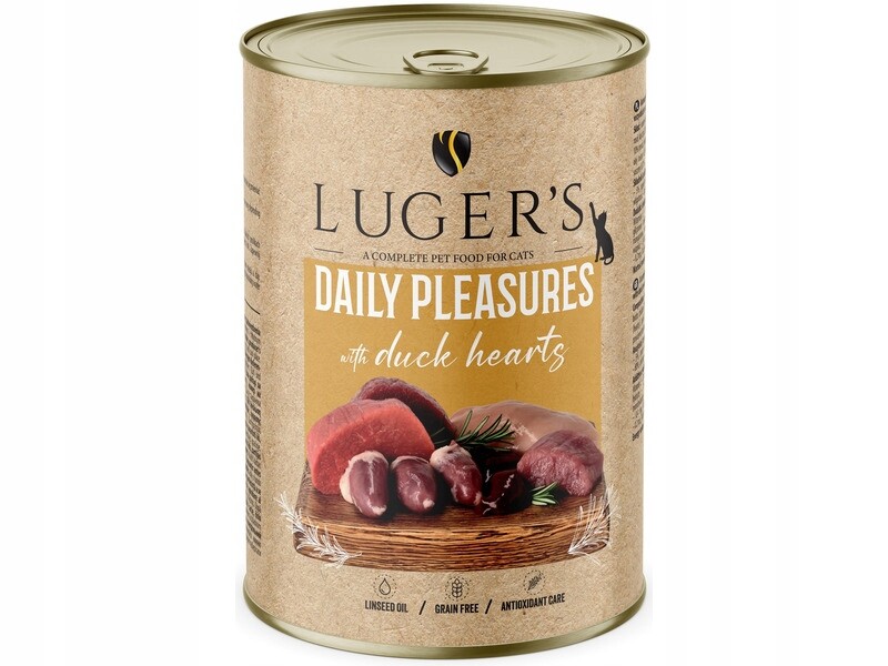 7X Lugers Daily Pleasures mokré krmivo pro kočky s kachními srdíčky 400 g