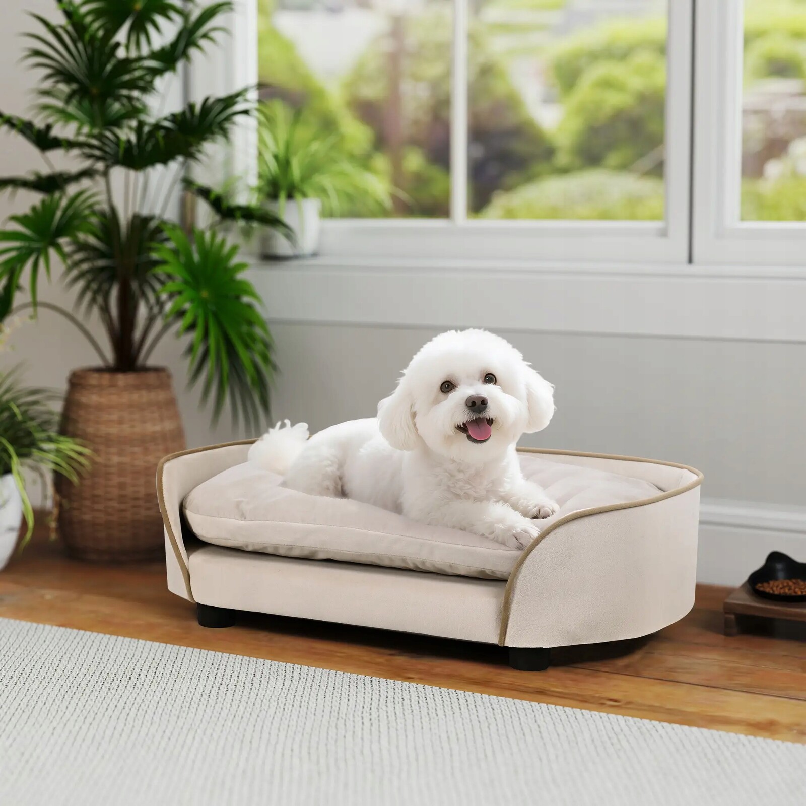 Sofa PawHut pro psy 66x43x19,5 cm, odnímatelný polštář a omyvatelný potah