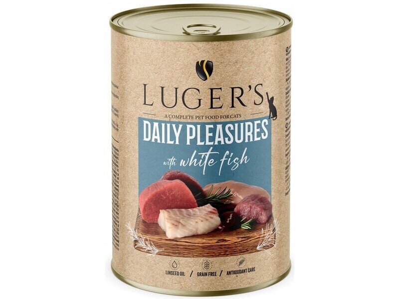 7X Lugers Daily Pleasures mokré krmivo pro kočky s bílou ryba 400 g