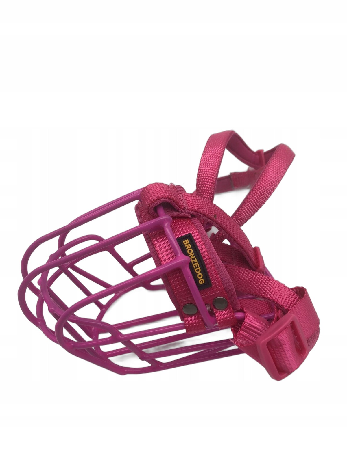 BronzeDog Kovový náhubek pro psa, drátěný koš růžový