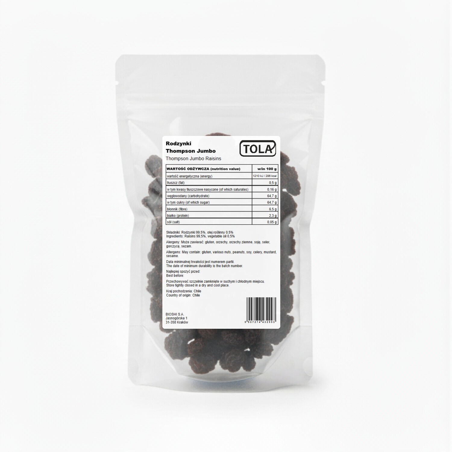 Rozinky Thompson Jumbo 5 kg – chutné, vysoce kvalitní Tola