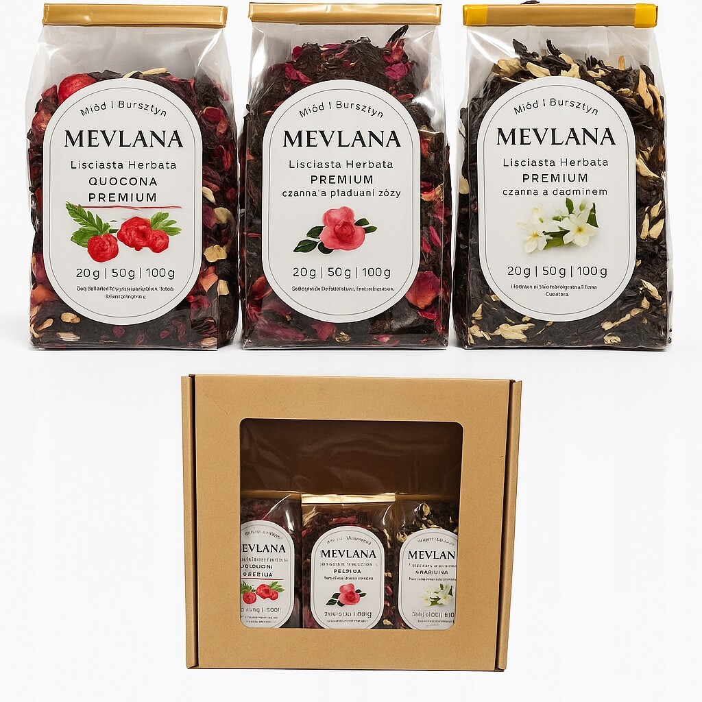 Sada jako dárek 3 tureckých čajů Mevlana Premium 3x100g Dárkový 300g