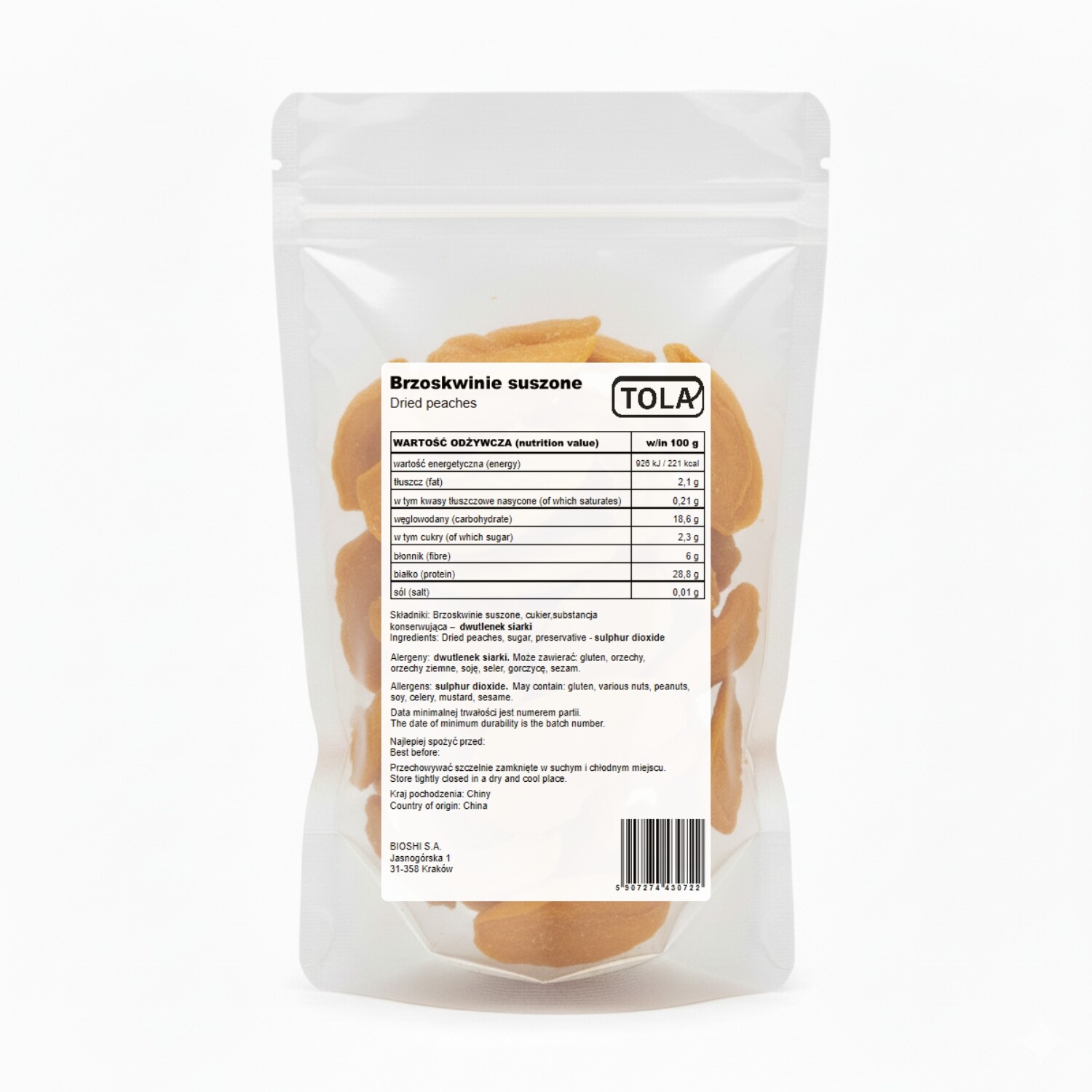 Sušené broskve 10 kg – chutné, vysoká kvalita Tola