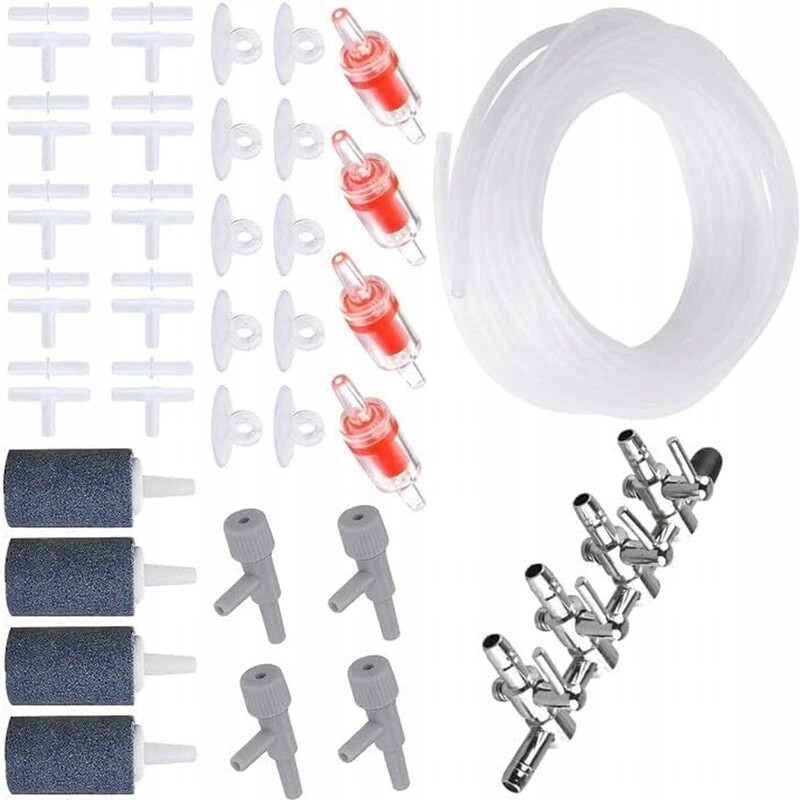 4-CESTNÝ Ventil S 8 Metry Silikonové Hadice Pro Vzduchovou Pumpu Akvária