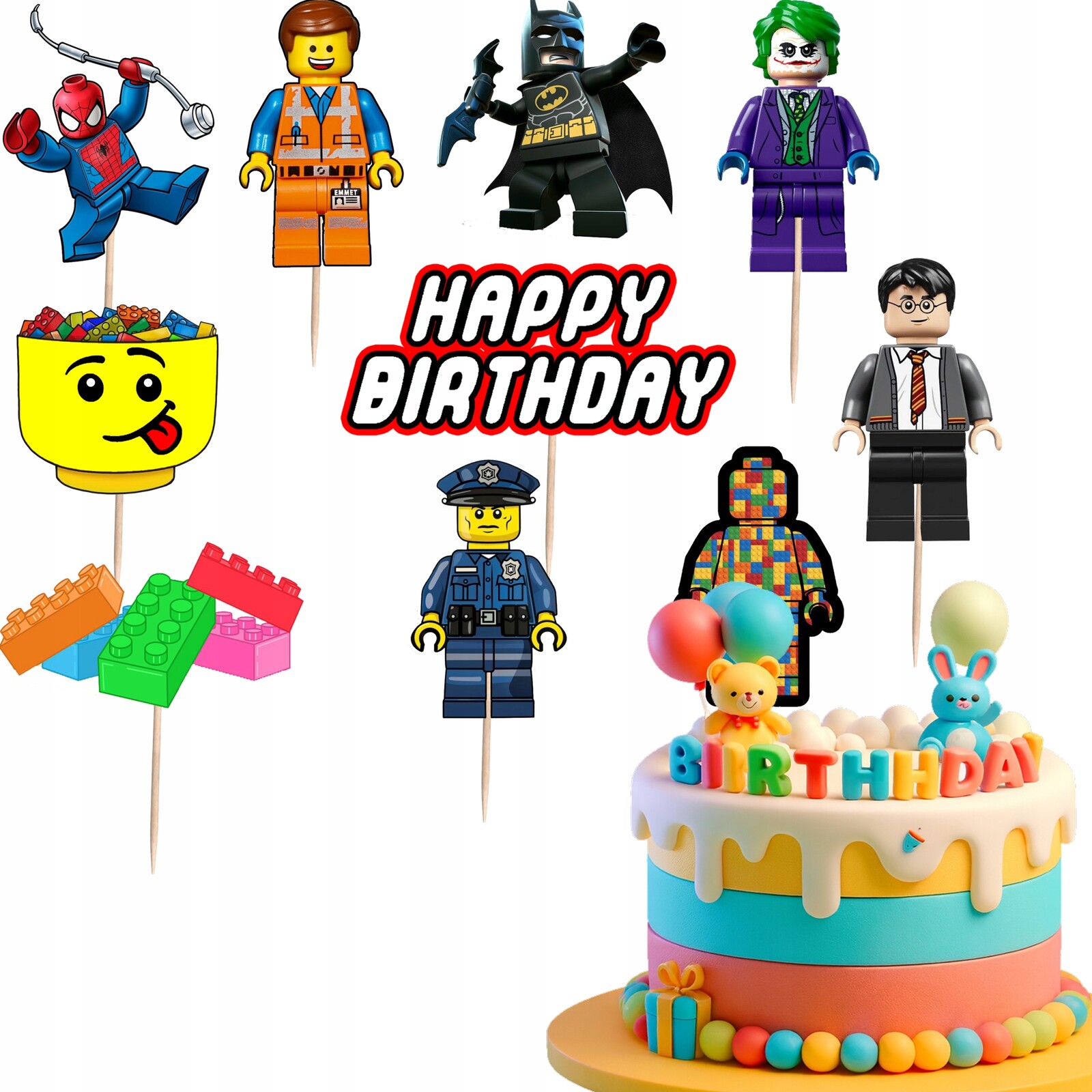 Toppery Na Dort Pro Dítě Kostky Figurky Postavy Narozeniny Ozdoba 10 ks