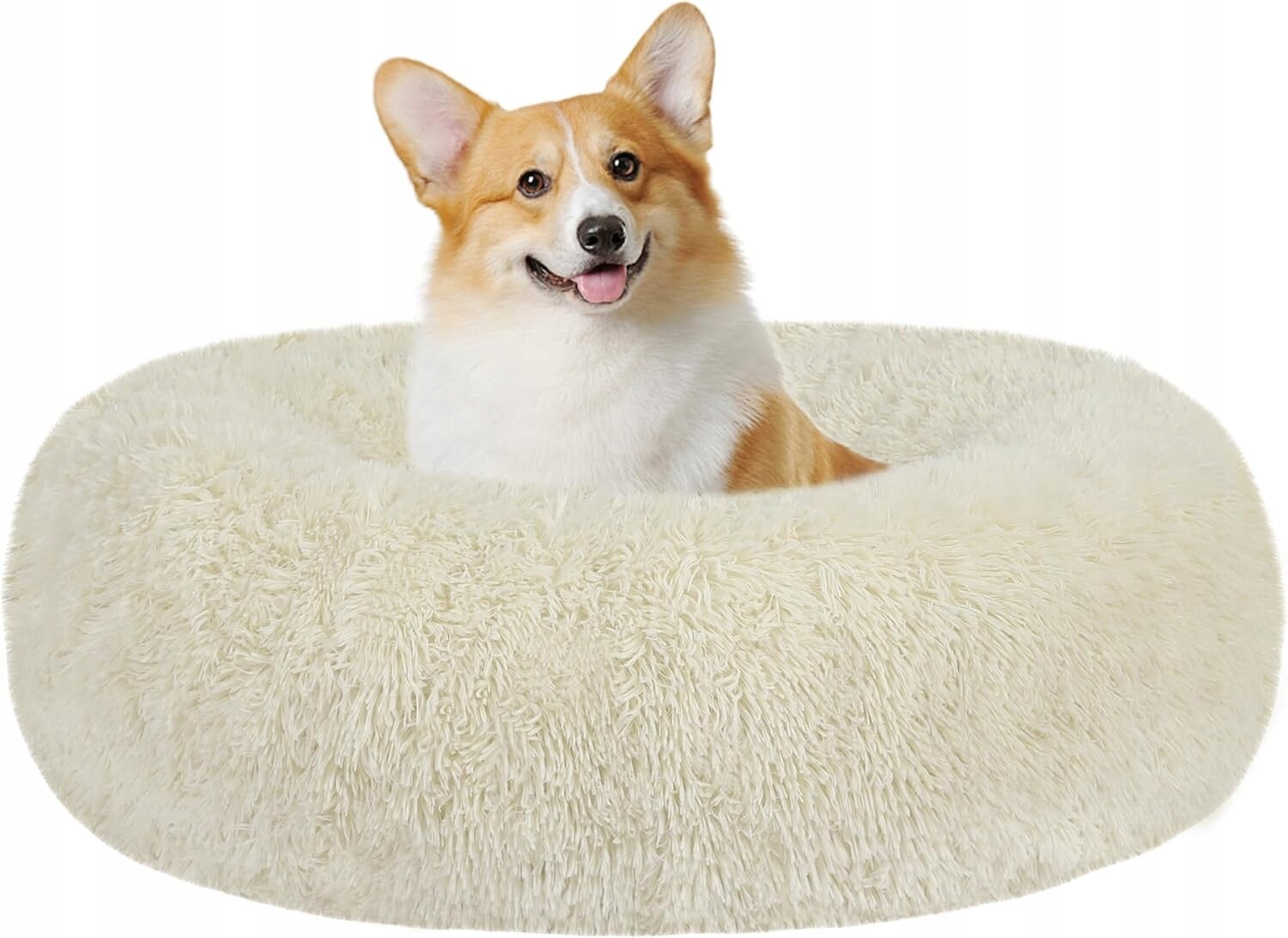 Hmtope Ortopedické Pelíšek Pro Psa 70 CM Kulaté Béžové Útulné Plyše