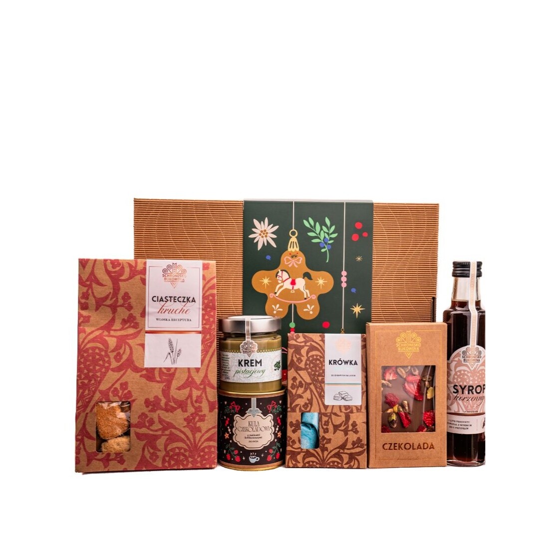 Dárek dárek Schronisko Bukowina bonbóny krówki sirup čokoládová kulička krém