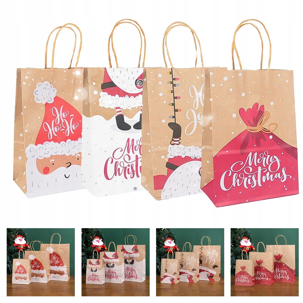 Sáčky Na Vánoční Dárky 24 Kusů Z Krafkového Papíru S Ručičkami