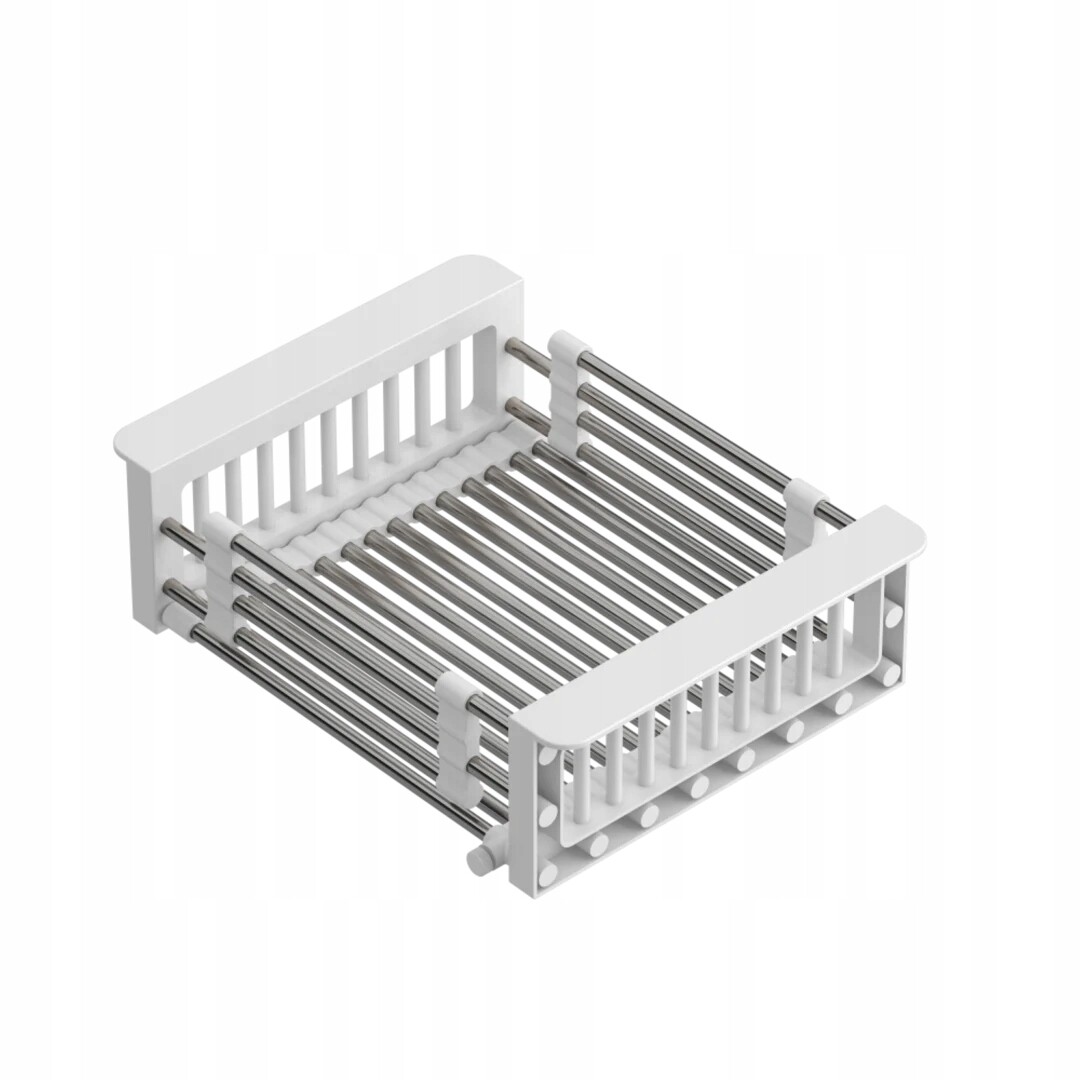 Odkapávač na nádobí Quadron bílý, 25 x 30-44 cm, nastavitelný do dřezu