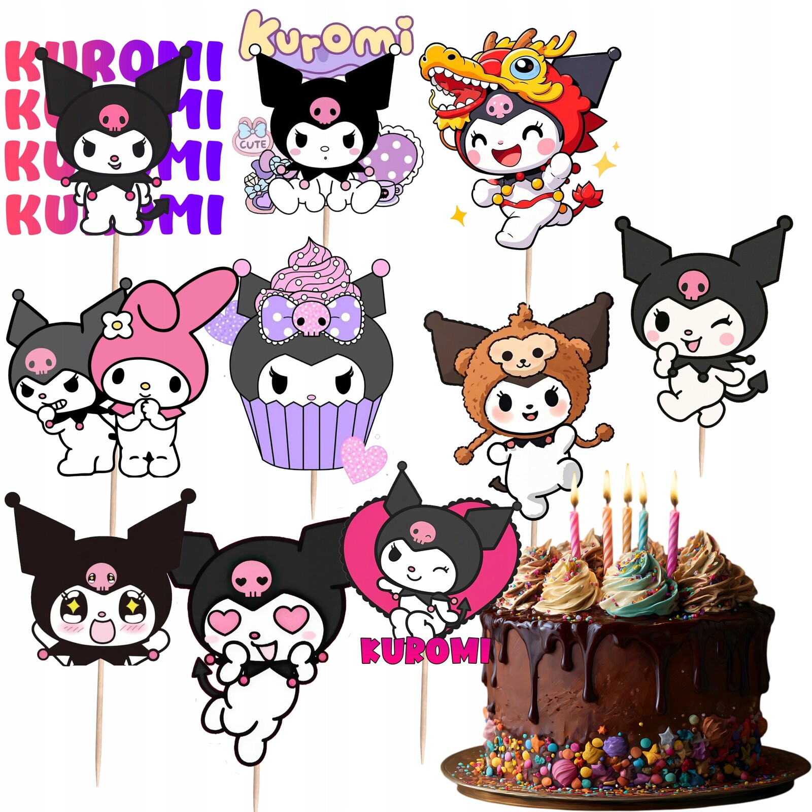 Toppery Toper Na Dort Kuromi Anime Moje Melody Narozeniny Ozdoba Na Dort 10 ks