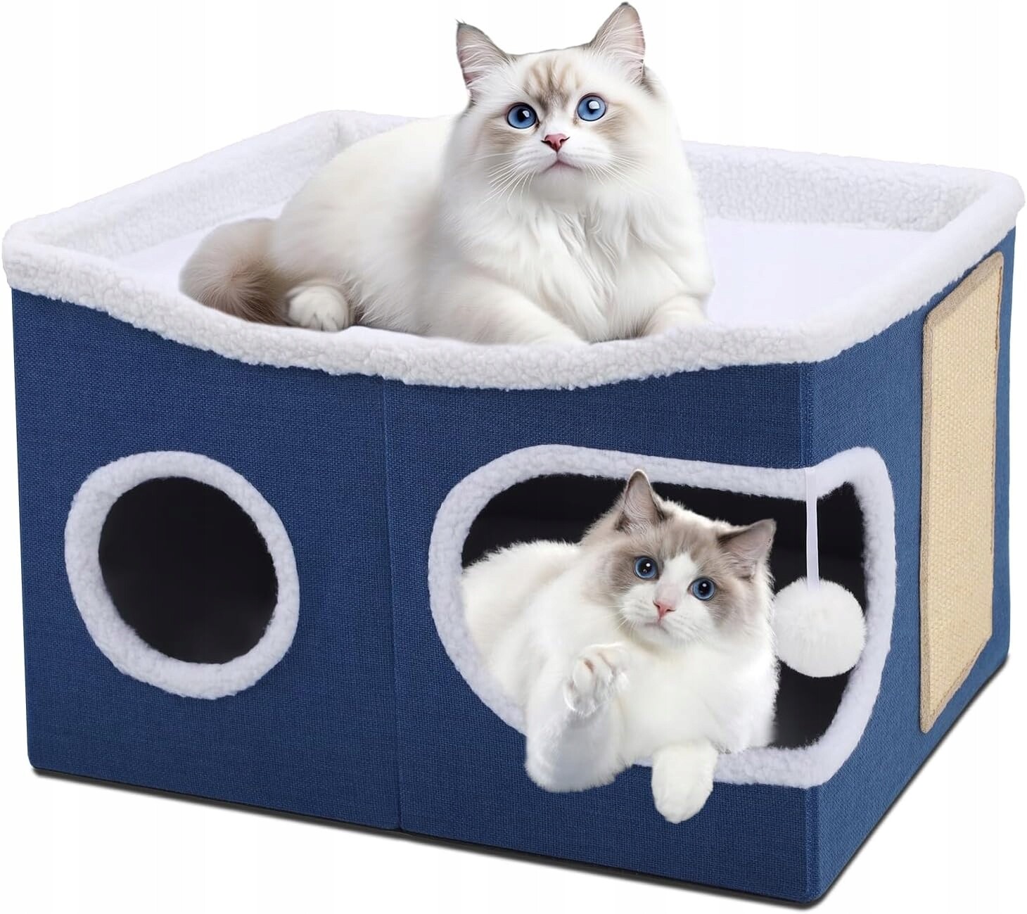 domeček pro kočky 3v1 skládací pelíšek dvouúrovňové škrabadlo 54 x 44 x 34 cm