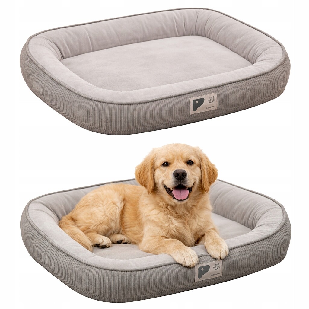 Lehátko pelíšek pro Velkého Psa Kočku XL: 75x60 šedé Premium Welur měkké