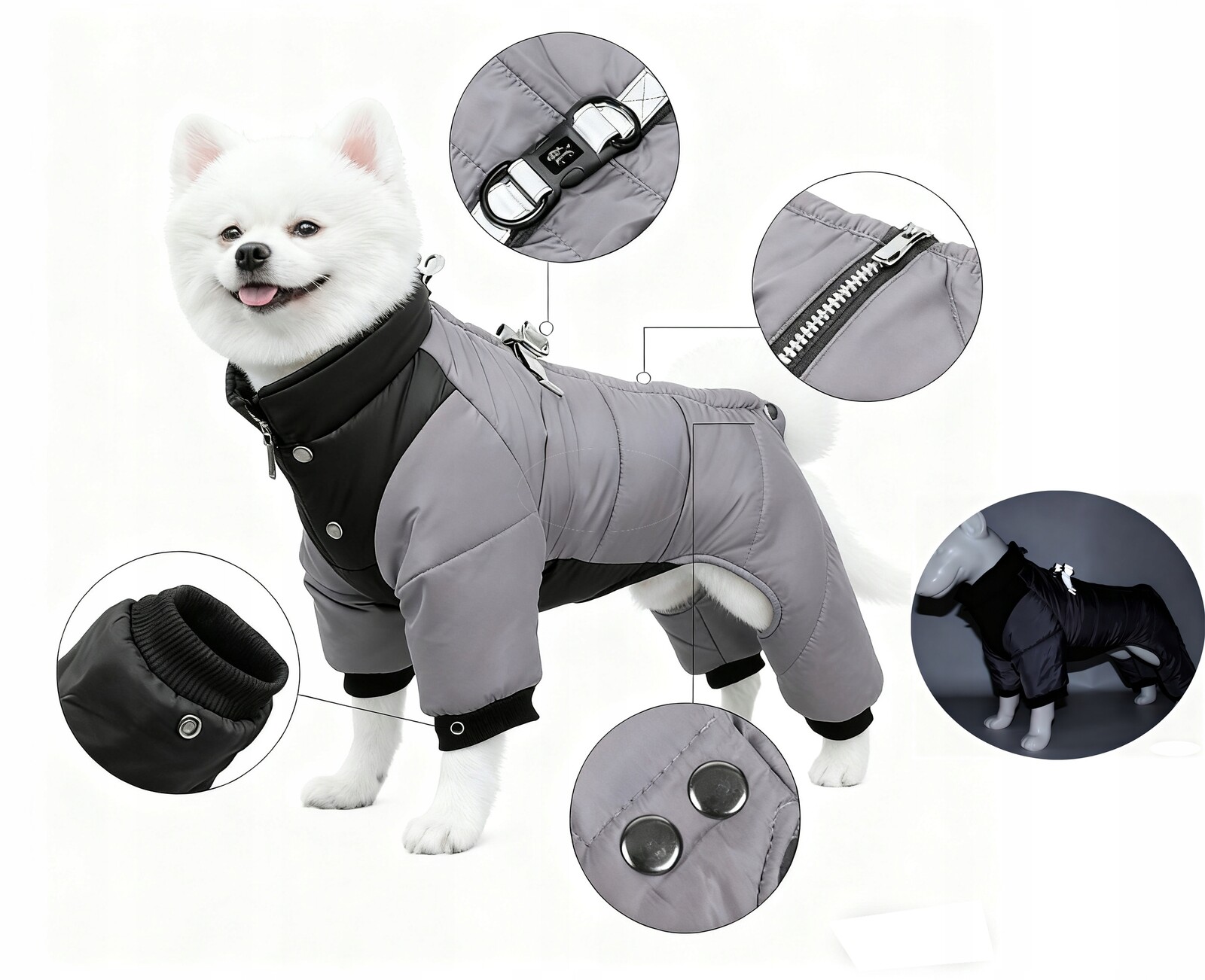 Nová voděodolná reflexní zimní bunda pro psa, teplá, pro vestu vel L