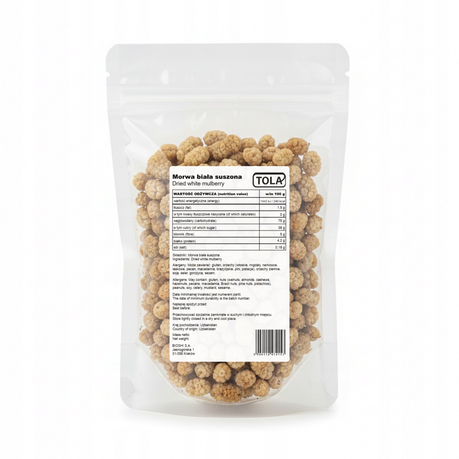 Moruše bílá bez pecek 5 kg – přírodní superpotravina, vysoká kvalita Tola