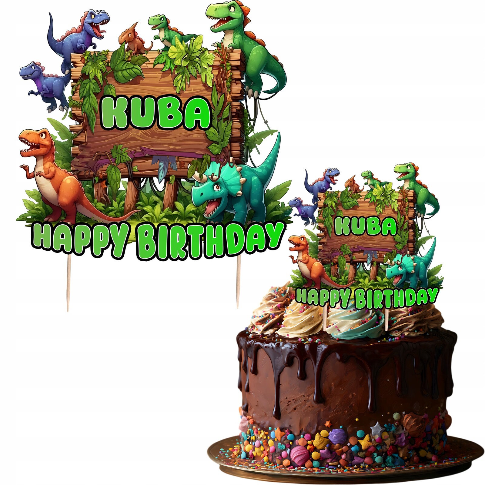 Zápich Dekorace Na Dort Narozeniny Párty Ozdoba Dinosauři Velký Jméno