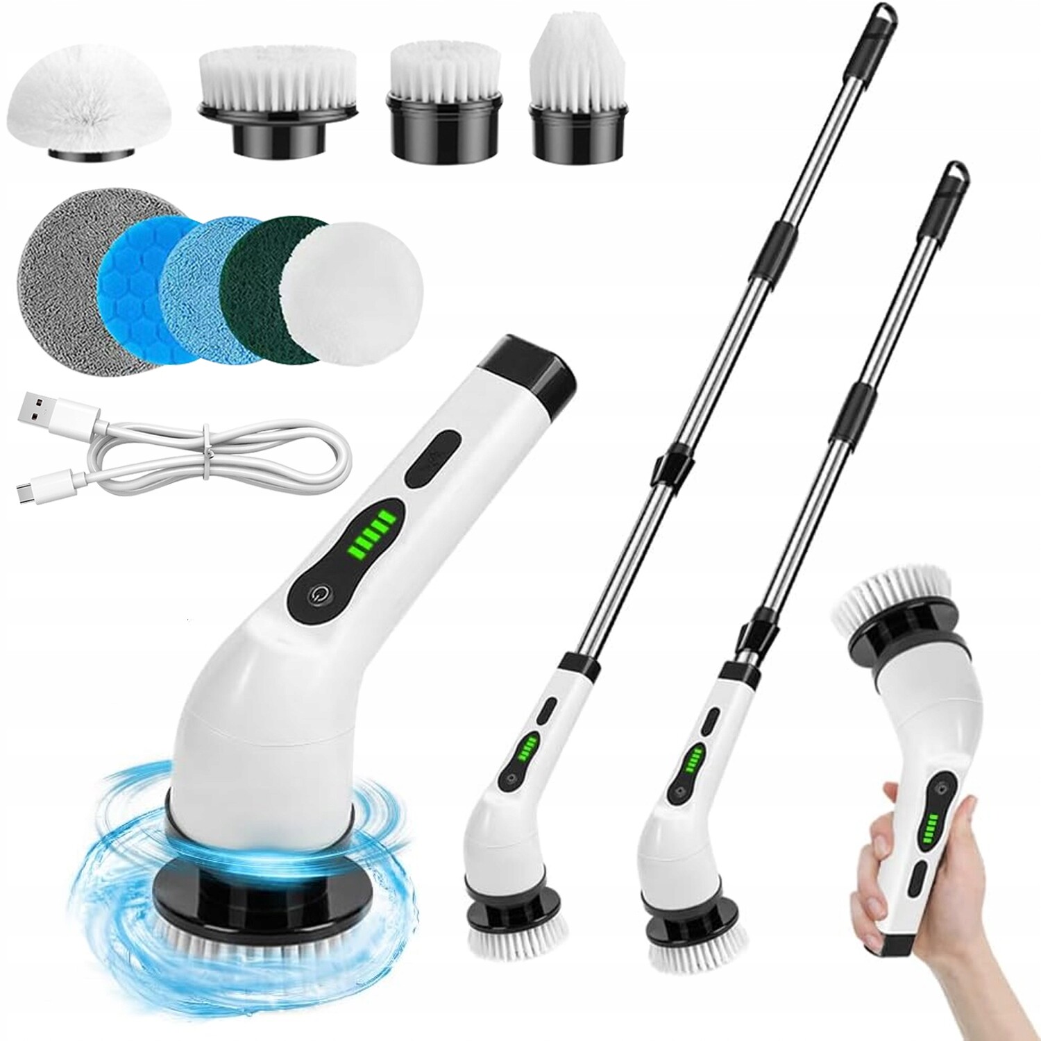 Elektrický Rotační Kartáč Mop Bezdrátový Pro Mytí Čištění 9v1