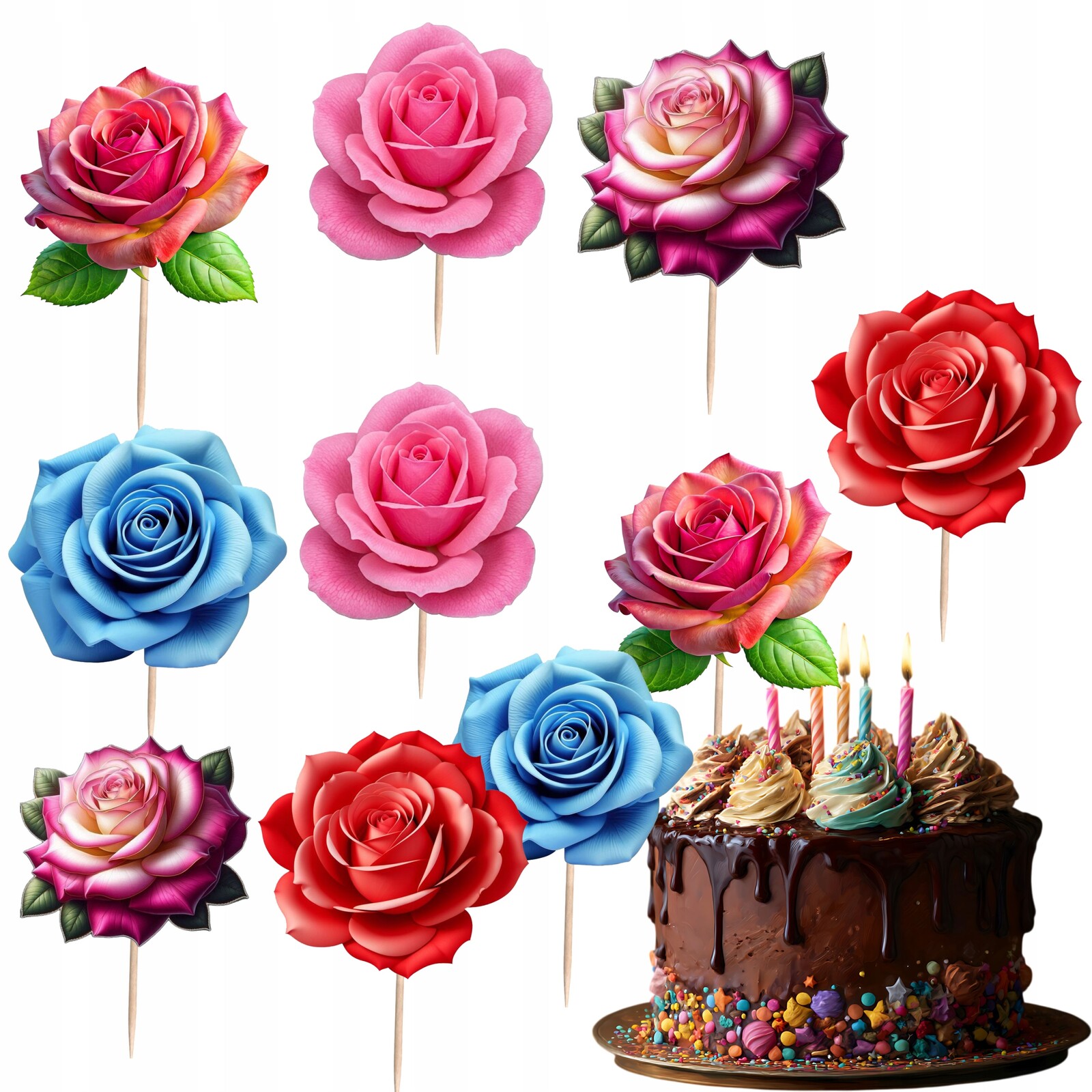 Toppery Toper Na Dort Růže Květy Květinky Love Na Dort 10 ks