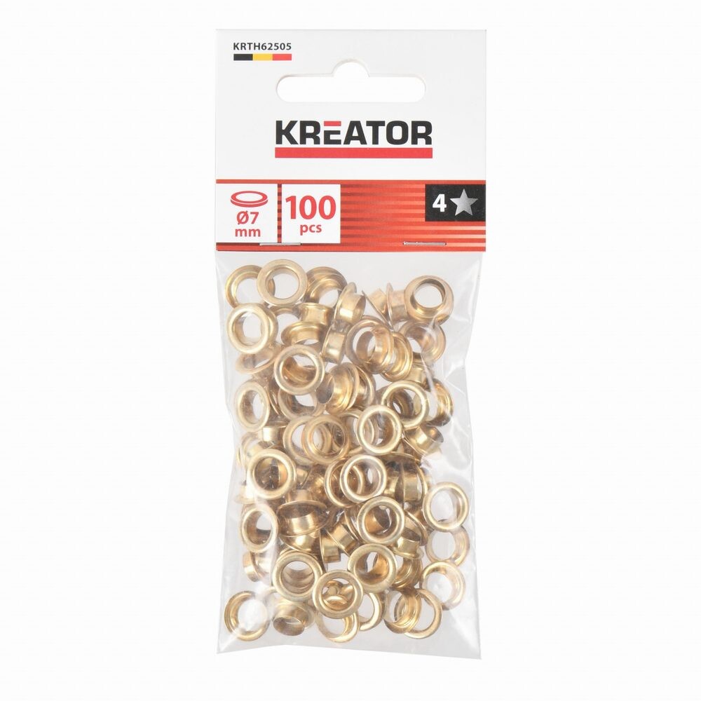 Nýtovací očka Kreator mosaz 7mm 100ks