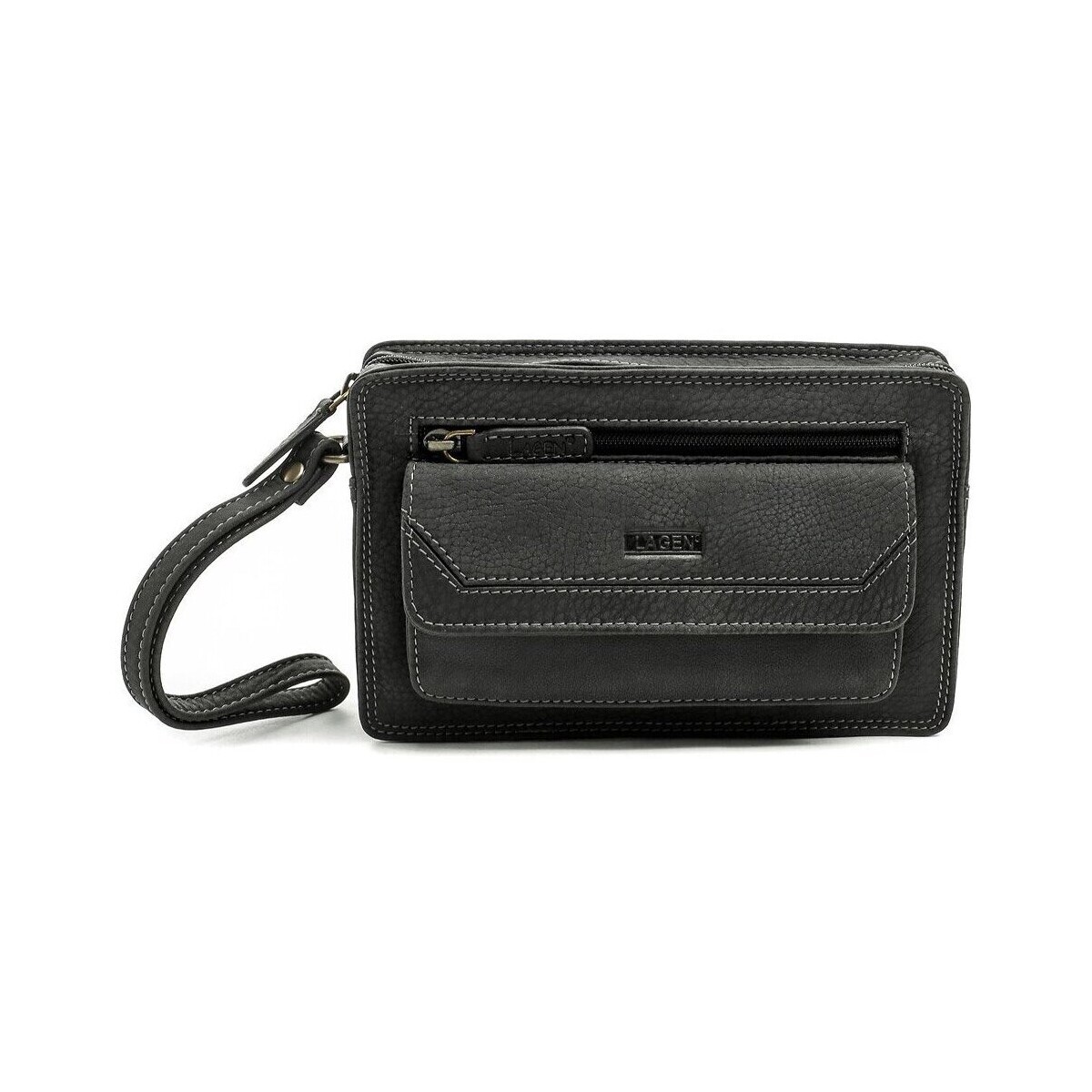 Lagen  LM-022-W černá pánská kožená etue  Černá