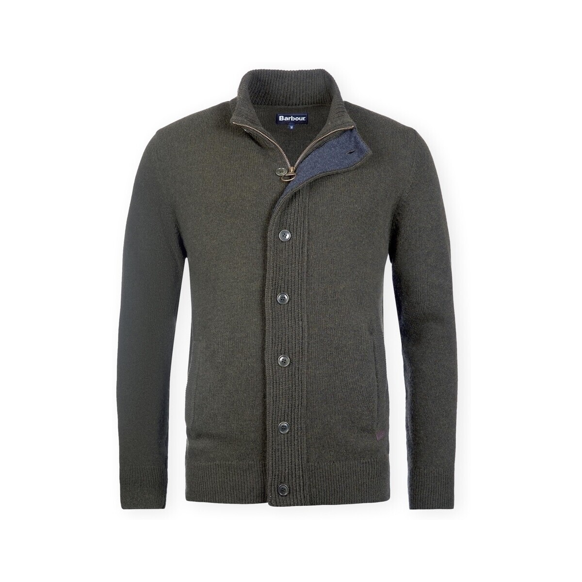 Barbour  Essential Elbow-Patch Cardigan - Seaweed  Zelená