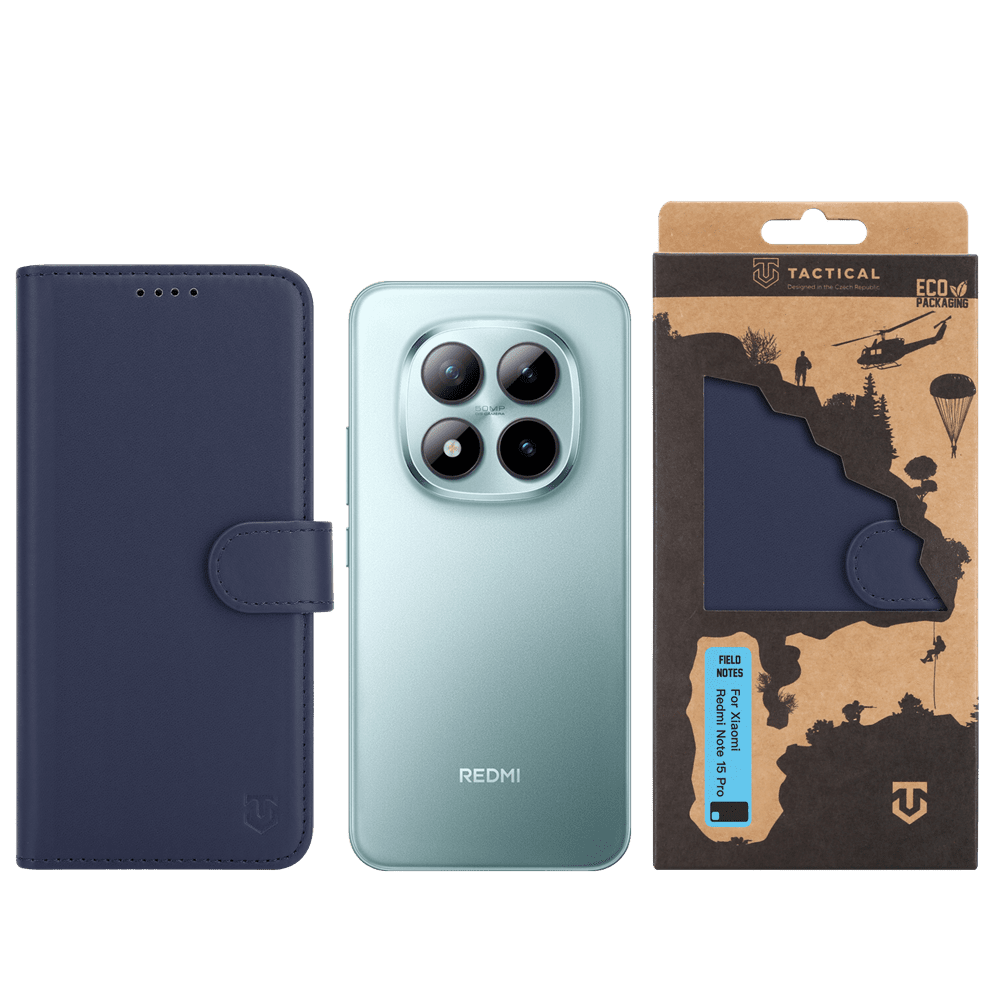 Flipové pouzdro Tactical Field Notes pro Xiaomi Redmi Note 15 Pro, modrá