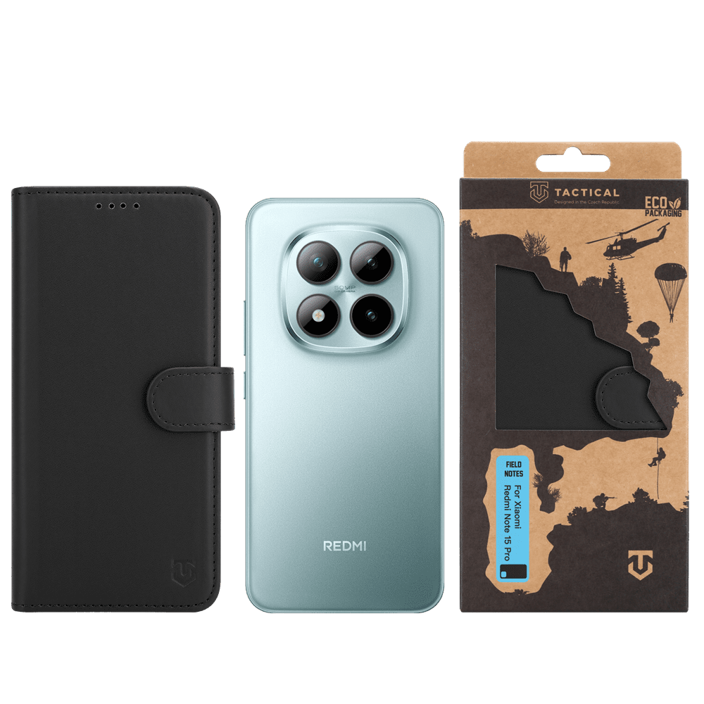 Flipové pouzdro Tactical Field Notes pro Xiaomi Redmi Note 15 Pro, černá