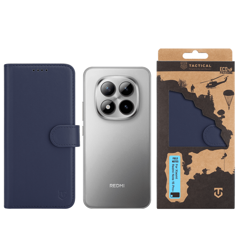 Flipové pouzdro Tactical Field Notes pro Xiaomi Redmi Note 15 Pro+, modrá