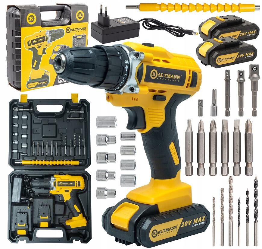 Aku vrtačka Kaltmann 20 V 2 x akumulátor 2 Ah + příslušenství