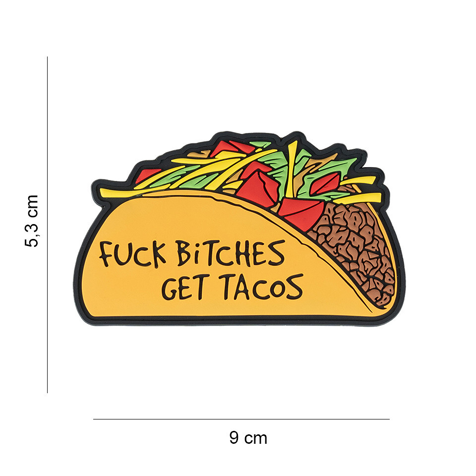 Gumová nášivka 101 Inc Fuck bitches get tacos - barevná