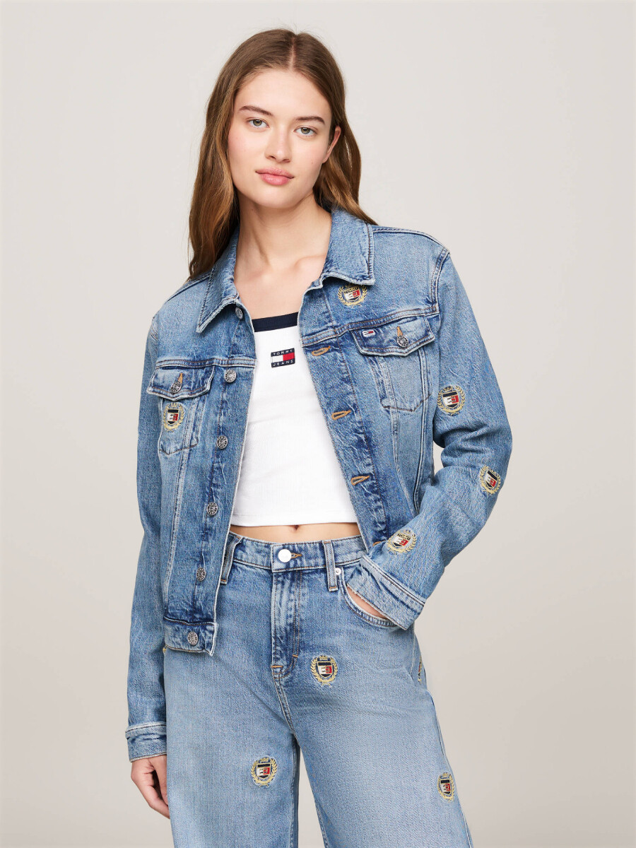 Tommy Jeans dámská modrá džínová bunda DW0DW19675 L