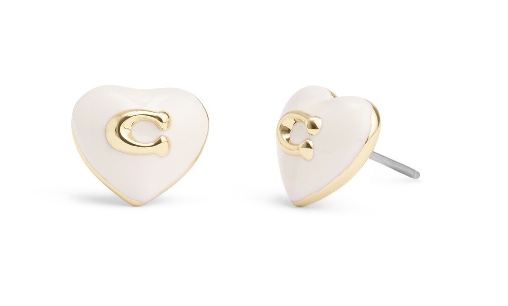 Coach Půvabné srdíčkové náušnice z mosazi 37479226GLD100
