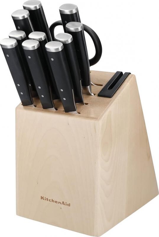 KitchenAid Gourmet sada nožů s březovým blokem 12 ks KAG12STSNBXOBQ