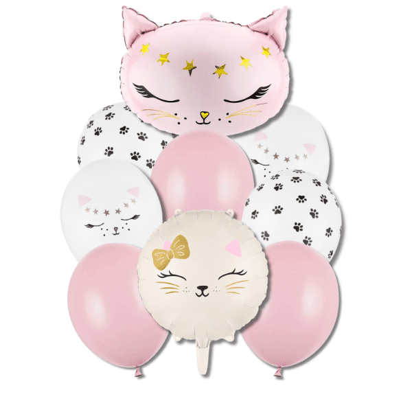 Balónkový buket - Kočička růžová, 9ks