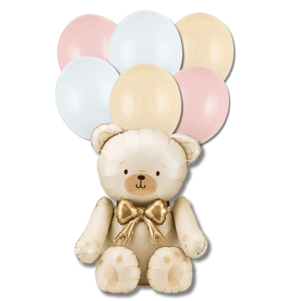 Balónkový buket - Medvídek, pastelový mix, 7 ks