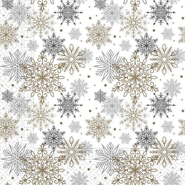 Ubrousky papírové sněhové vločky 33x33 cm 20 ks