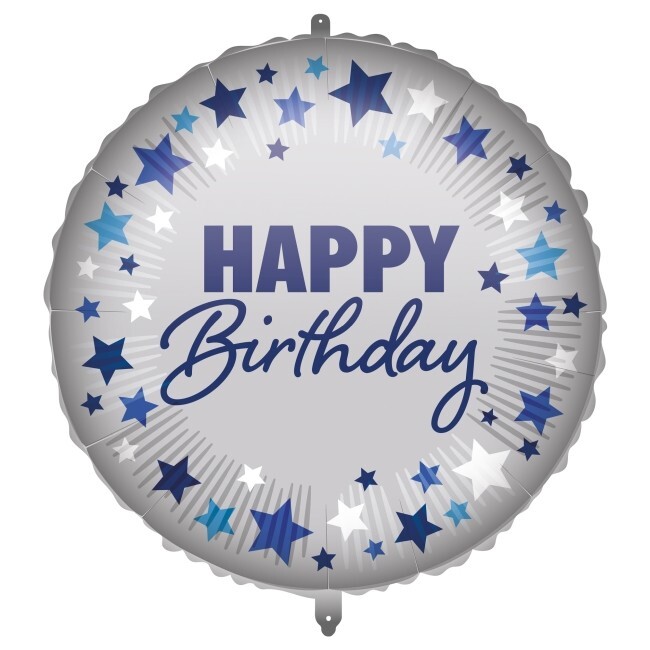Balónek fóliový HB s hvězdami šedý 46 cm