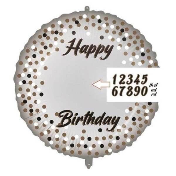 Balónek fóliový pro personifikaci se samolepicími číslicemi Puntíky kulaté 46 cm